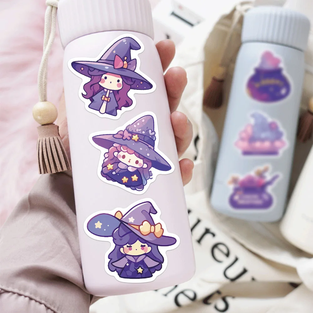 50PCS Magic Potion Stickers Purple Graffiti Decals For Envelope Laptop Suitcase Notebooks Refrigerator Cartoon Stickers DIY Toys