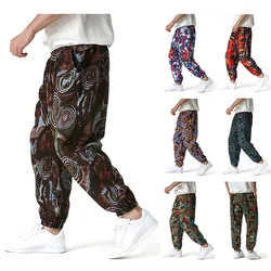 Fashion Print Joggers Pants Men 2022 New Cotton Linen Baggy Hippie Boho Yoga Harem Pants Men Harajuku Streetwear Sports Trousers