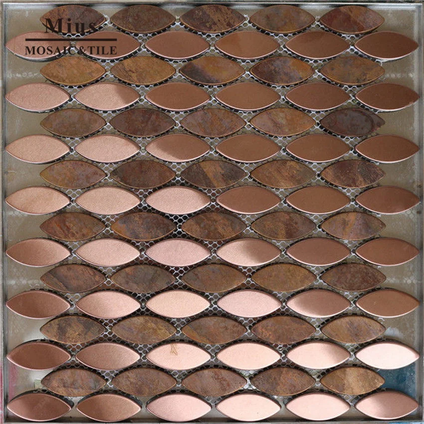 

Oval metal tiles penny oval copper backsplash