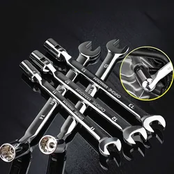 10mm-19mm Single-Head Movable Socket Dual-Purpose Rrotatable Open-End Wrench Auto Repair Tool Open End Combination Wrench