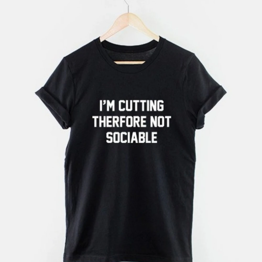 Camiseta divertida para gimnasio, camiseta de moda urbana soy no sociable para hombre, camisetas de algodón de alta calidad, camisetas recién llegadas para hombre