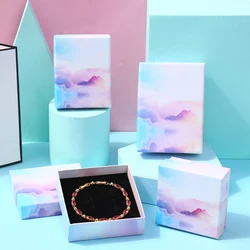 12pcs Korean Style Rainbow Paper Jewelry Box 5x5x3cm 9x9x3cm  Bracelet Necklace Ring Earrings Boxes Wedding Gifts Packaging Case
