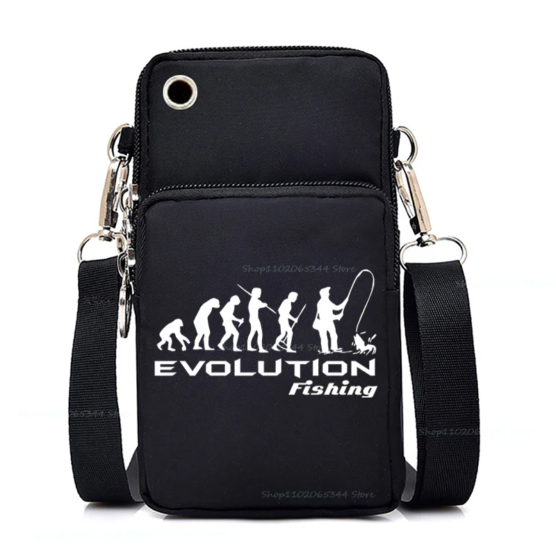 

Evolutionary Fisherman Men Women Fashion Messenger Bag Casual Zipper Multi-functional Mobile Phone Bag Male Crossbody Bags Gifts