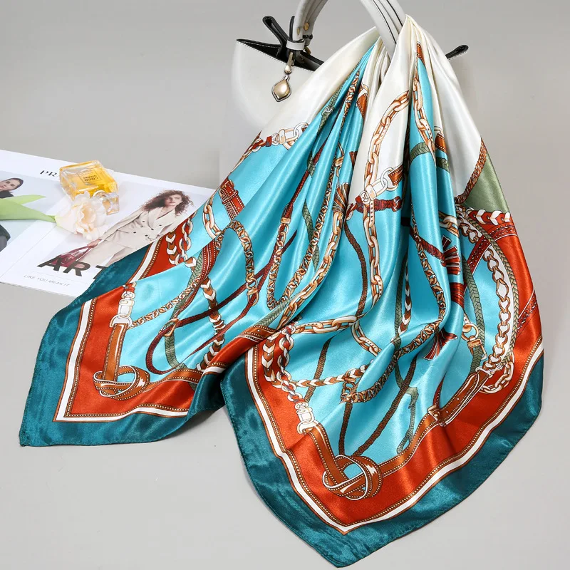 

90 Large Square Silk Scarf for Women 2025 New Spring and Summer High-End Korean Style Versatile Thin Scarf Shawl