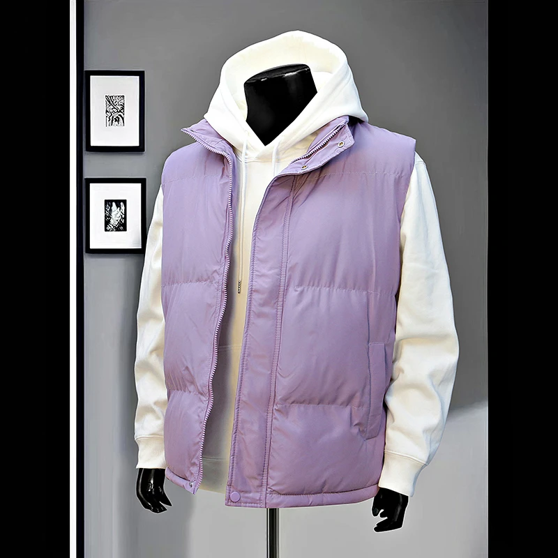 秋冬暖かメンズベストスポーツジャケットノースリーブユース男性アウターウェアフリップカラーファッショナブルカジュアルバックレストップ