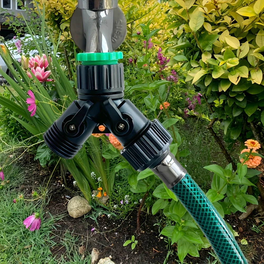 2pcs, Two Way Hose Splitter With Shut Off Valve, 3/4 GHT Thread Plastic Connectors, Garden Hose Splitter, Garden Hose