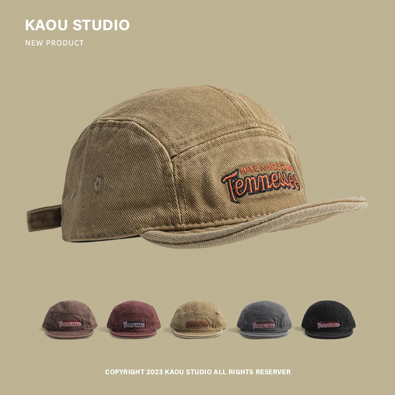 

American retro short brim baseball cap spring and autumn men and women versatile travel soft edge tooling cap tide