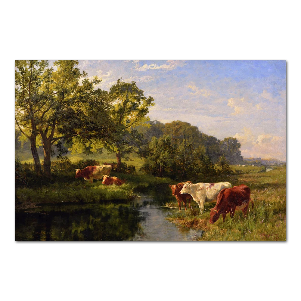 레트로 전원 풍경 캔버스 그림 포스터 프린트 벽 예술 그림 벽화 홈 데코 아이템 일러스트레이션