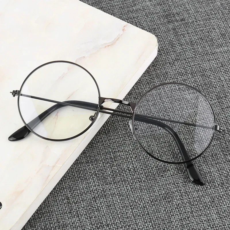 Retro Round Frame Literary Ultralight Anti-blue Light Glasses Female Anti-radiation Flat Mirror Stall Glasses