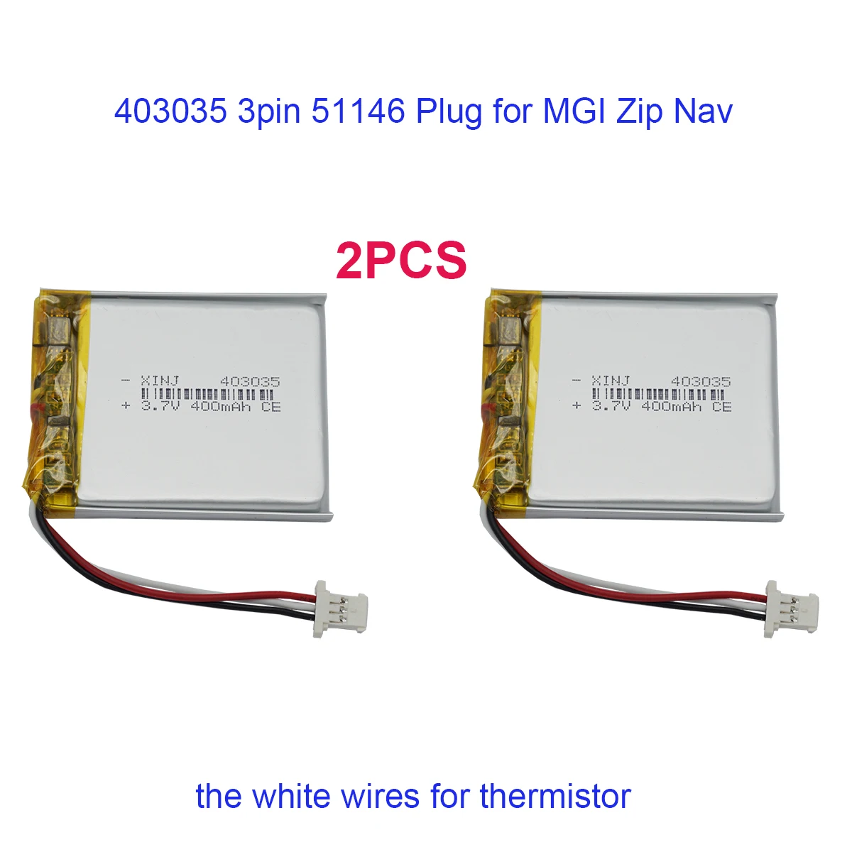 Image of 2 Stück 3,7 V 400 mAh 1,48 Wh 402934 JST 3Pin Li-Polymer wiederaufladbare Li-Batterie 403035 für MGI Zip Nav