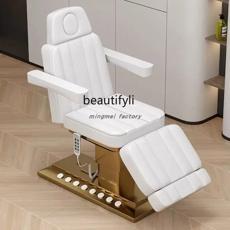 

New style Beauty salon electric lifting beauty bed massage multi-functional physiotherapy bed micro-pattern embroidery bed