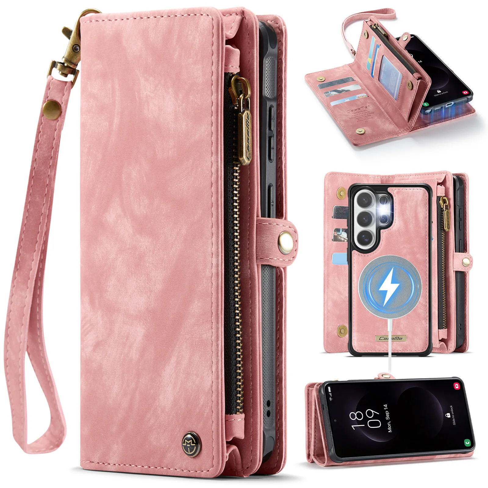 Magsafe hoesje voor Samsung Galaxy S26 Ultra 5G 2026 Luxe hoes 2-in-1 afneembare magnetische portemonnee telefoonhoesje S26 Plus S26 Etui