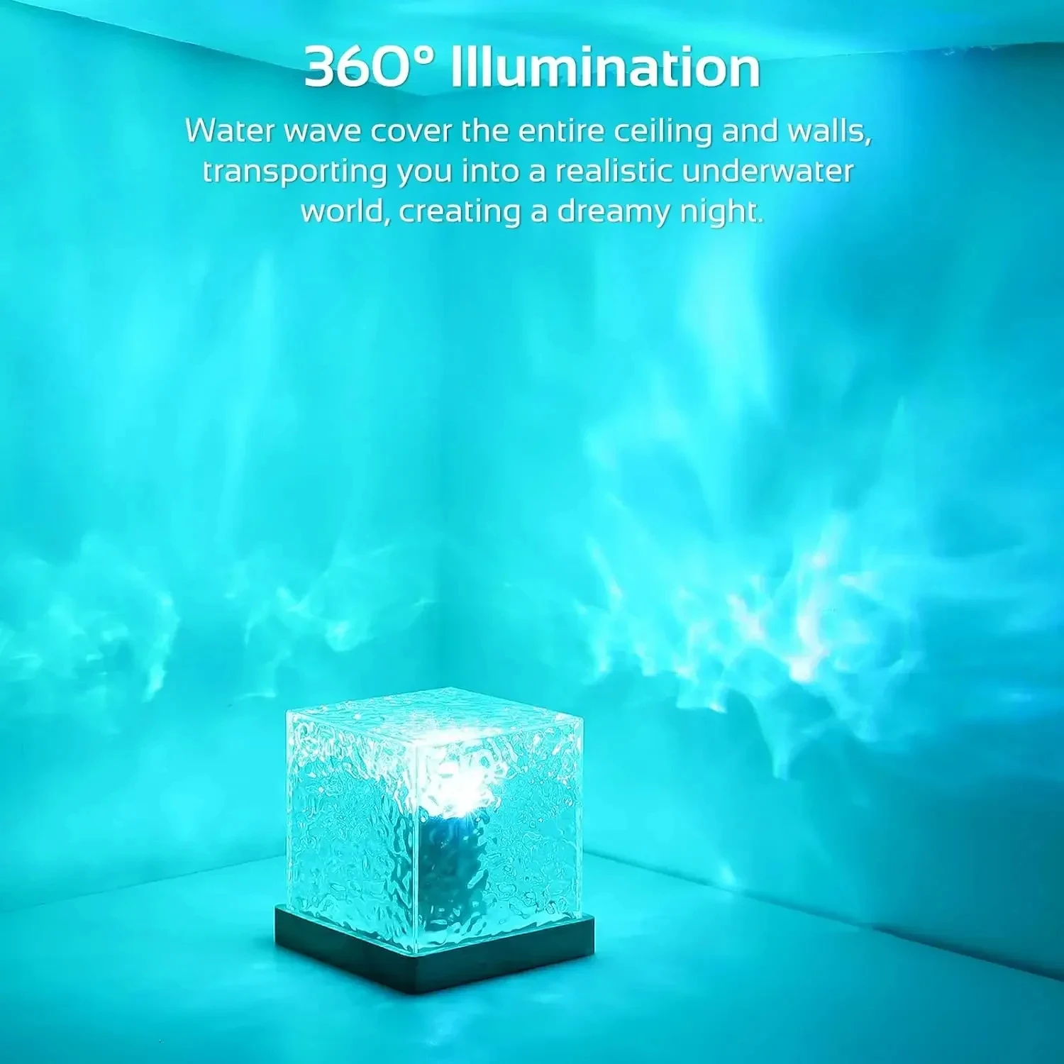 Crystal Water Ripple Projector Lamp, Decoração de Luz Noturna para Quarto, Atmosfera Estética, Presente de Férias, Novo