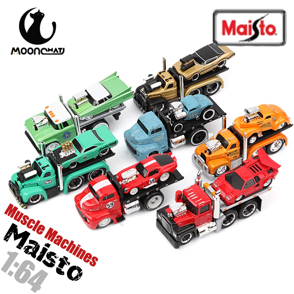 1:64 Maisto Muscle Machines TOYOTA AE86 JDM Flatbed Truck Muscle Transport Vehicle Alloy Trailers Toyota Trueno Sprinter (AE86)