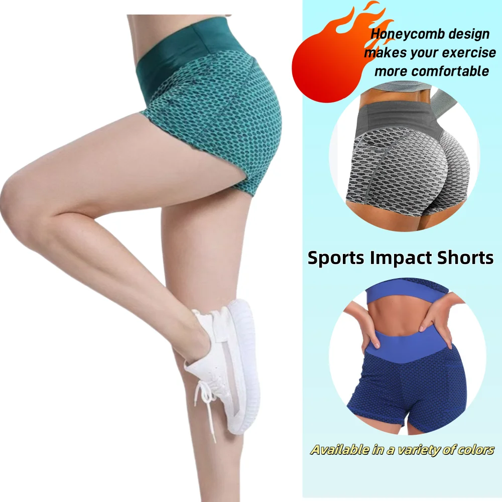 

Women's Impact Shorts - High Waist Seamless Scrunch Biker Shorts, Gym Yoga Running Workout Clothes, Stretchy Fitness Pants