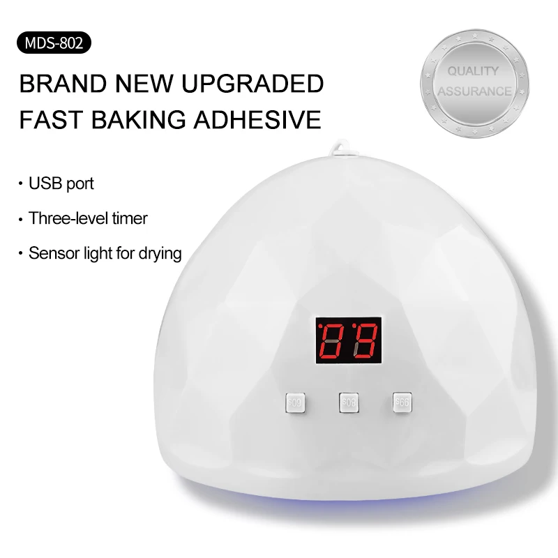 Lampa UV do utwardzania paznokci - 3 ustawienia czasowe + automatyczne wykrywanie, utwardzanie żelu do użytku domowego i salonu