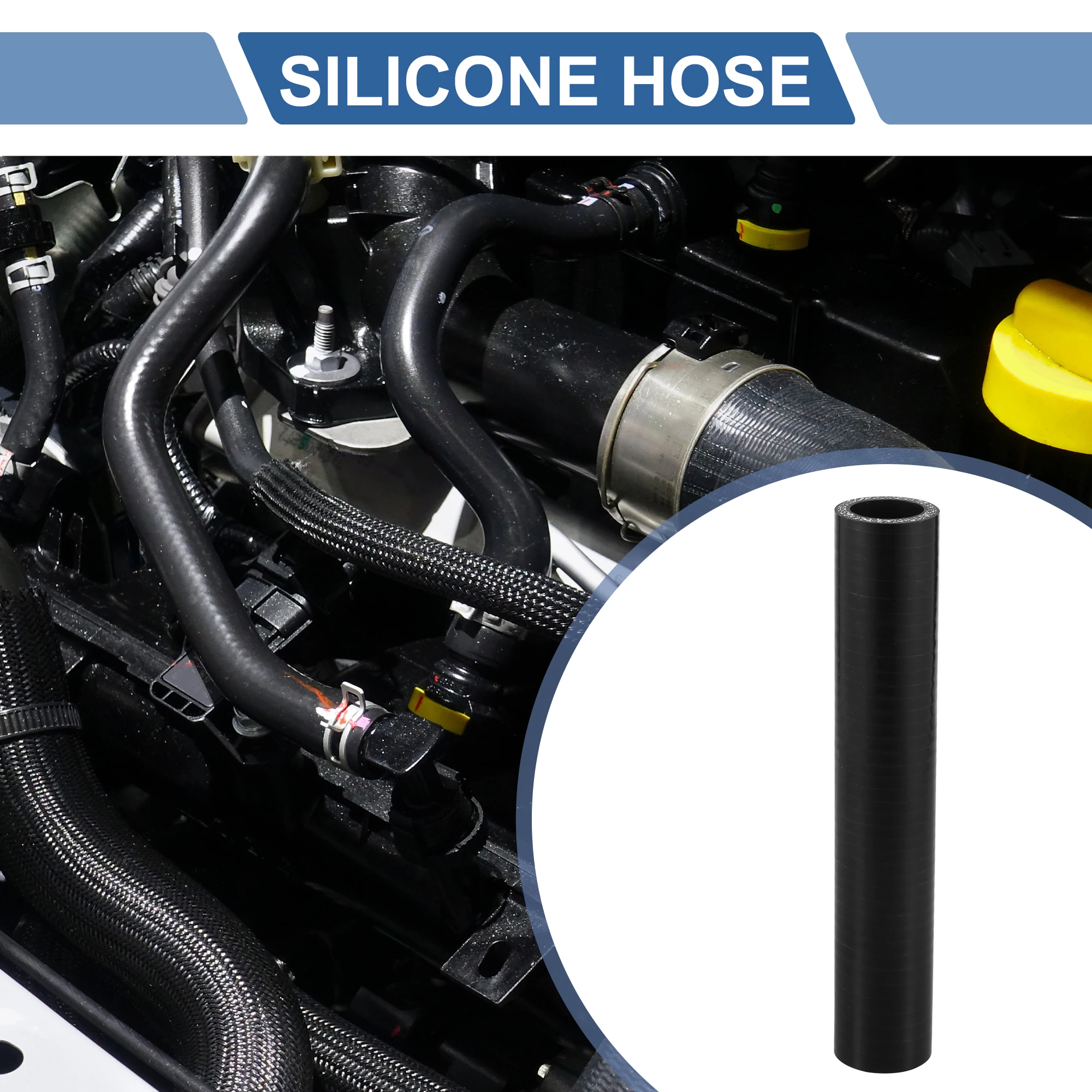 UXCELL 1 Stück 0 Grad 22 mm 28 mm 32 mm 42 mm 54 mm 60 mm 68 mm 70 mm Innendurchmesser 200 mm Länge Auto-Silikonschlauch Kühlmittelschlauch Universal Schwarz – Detail 1