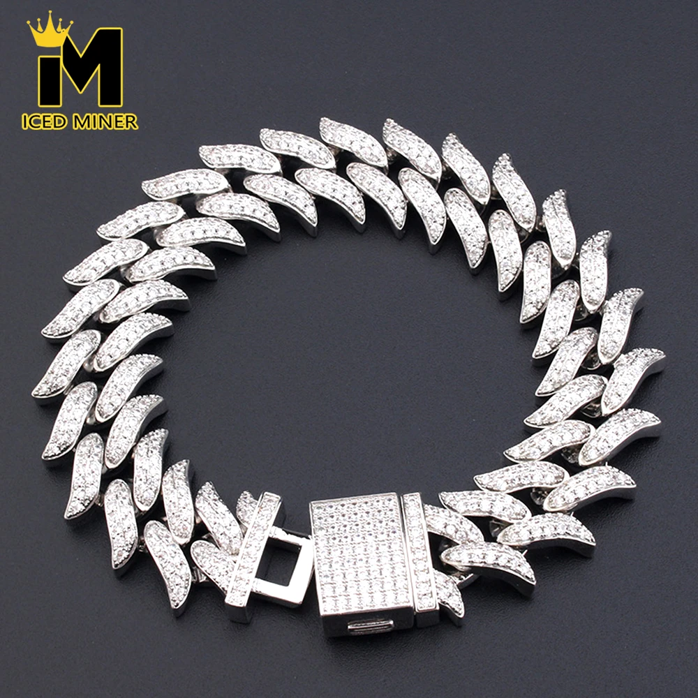 

18mm Thorns Chain Iced Out Cuban Chain Necklaces for Men Women Bling Zircon Chain Hip Hop Goth Jewelry Free Shipping