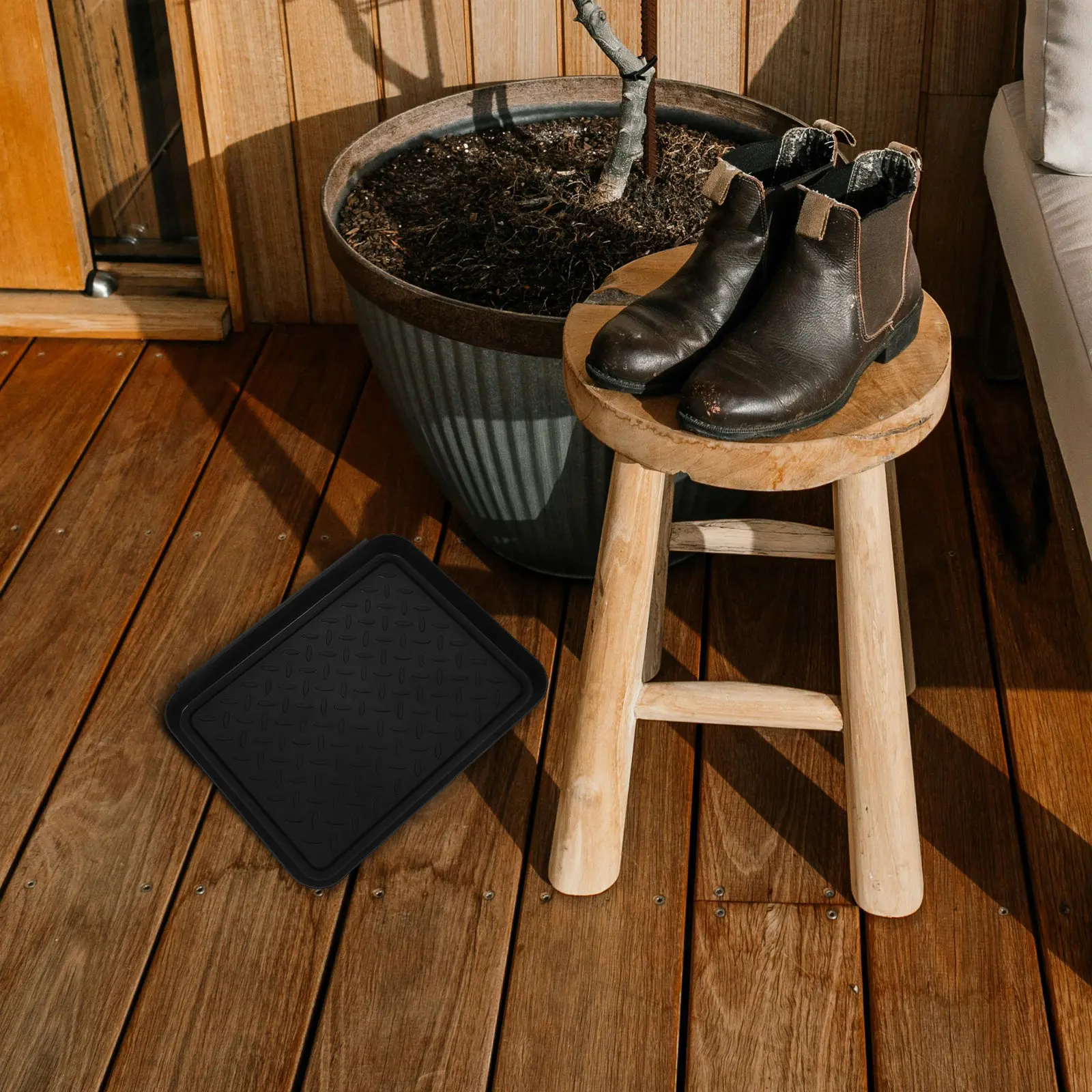 3Pcs Sleek Minimalist ABS Shoe Boot Tray Indoor Outdoor Versatile Storage for Shoes Boots Potted Plants Sundries Entryway