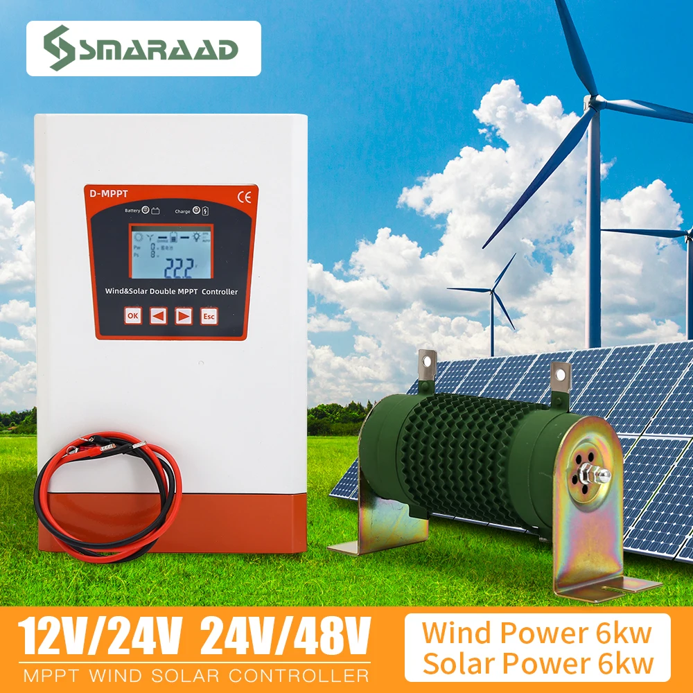 Controlador de Energia Híbrido com Caminhão Basculante para Regulação da Turbina Eólica Dual Mppt Carregamento 12v 24v 48v 6000w Super Boost