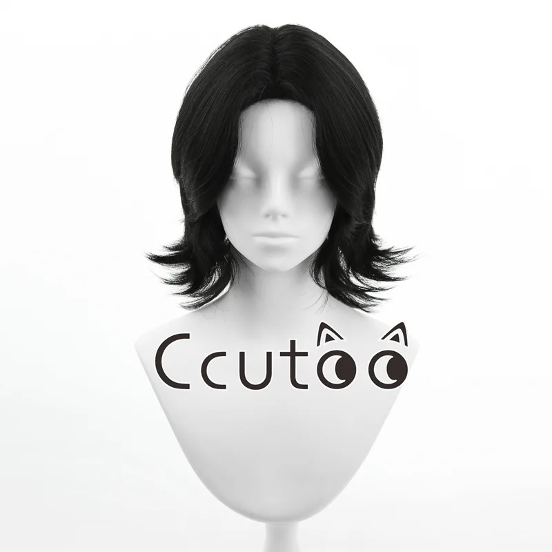 Feitan Potoo Cosplay-Perücken, kurzes, schwarz-grünes, flauschiges Kunsthaar für Männer und Frauen, Halloween-Party-Perücken, hitzebeständig – Detail 6