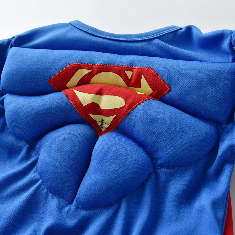 Boys Super Cosplay Costume Kids Girls Tops Pants Cloak Muscle Suit Superhero Children Party Halloween Costume Clothes