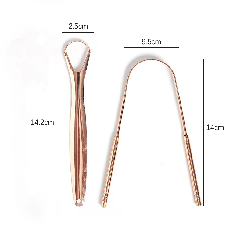 สแตนเลสสตีลใช้ซ้ำได้2ชิ้น/เซ็ตเครื่องขูดลิ้นที่มีประโยชน์ทำความสะอาดลมหายใจสดชื่นเคลือบลิ้นปากเครื่องมือดูแลสุขอนามัยในช่องปาก