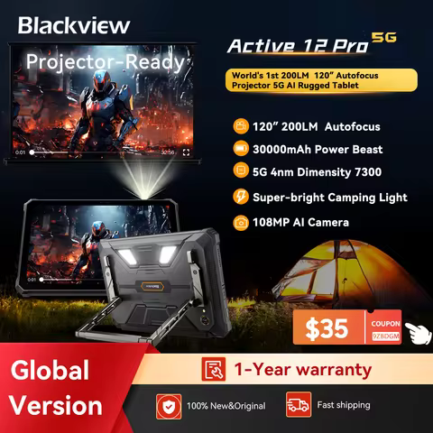 World Premiere Blackview Active 12 Pro Rugged Projector Tablet 11'' Pad Android 15 16GB 1TB 30000mAh Dimensity 7300 Tablet Phone