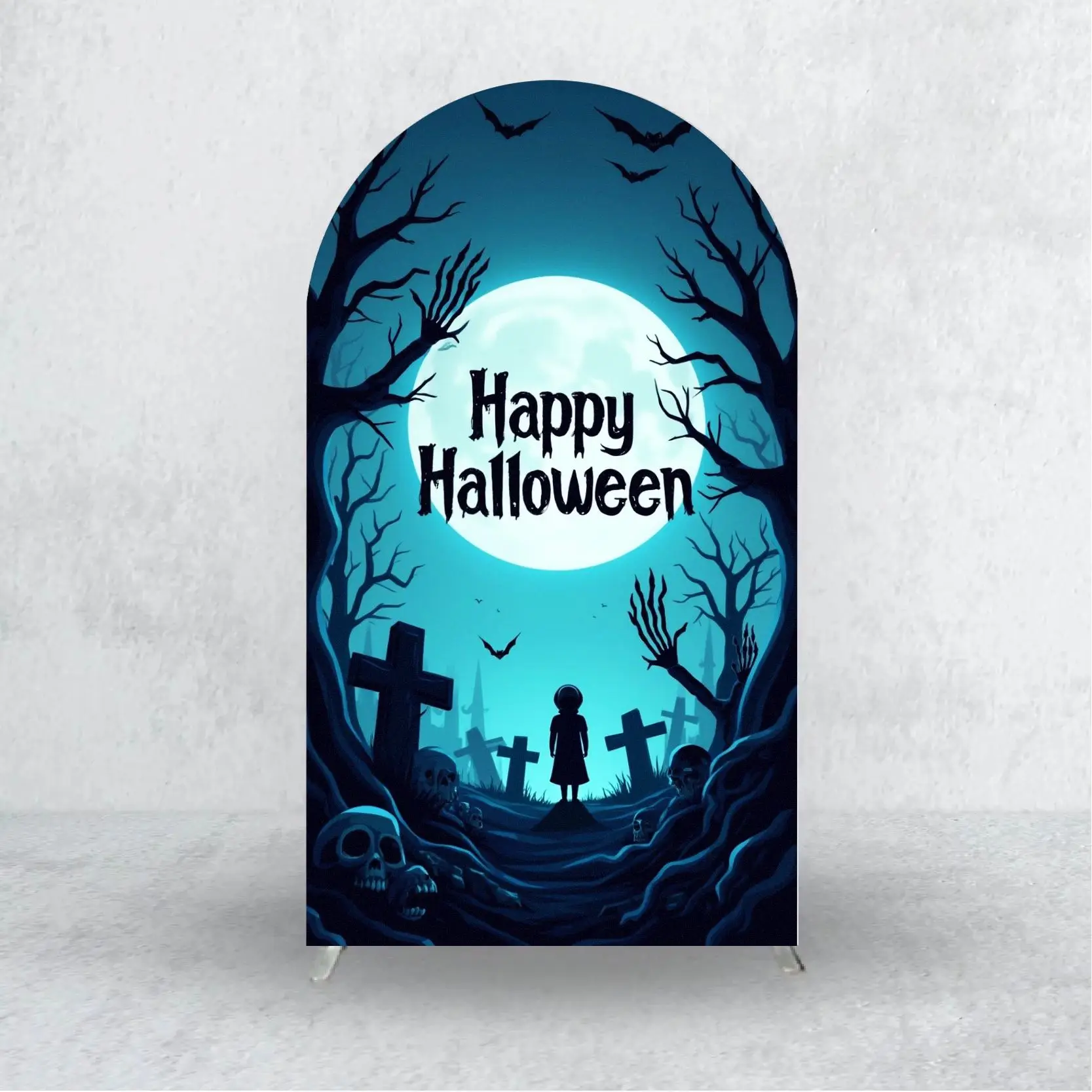 VIKAMA Halloween-Bogen-Hintergrundbezug, elastischer Stoff, Fotohintergrund, Dekoration, geeignet für Halloween-Feiertagsdekorationen