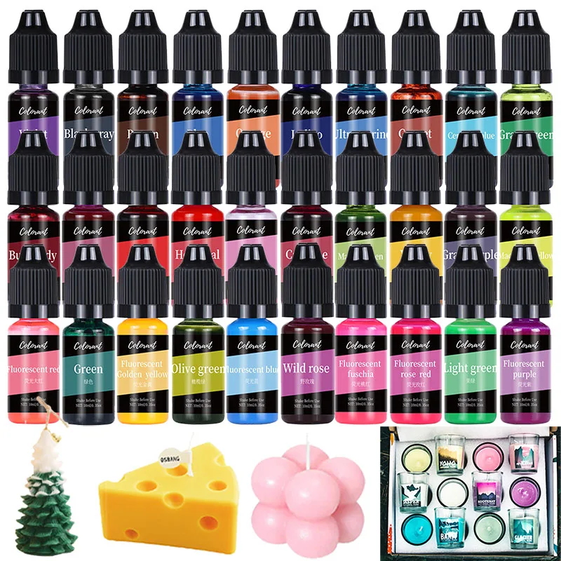 30 Colors Candle Dyes Pigment Liquid Colorant Pigment DIY Aromatherapy Soap Candle Making Supplies Wax Dye Candles Manufacture