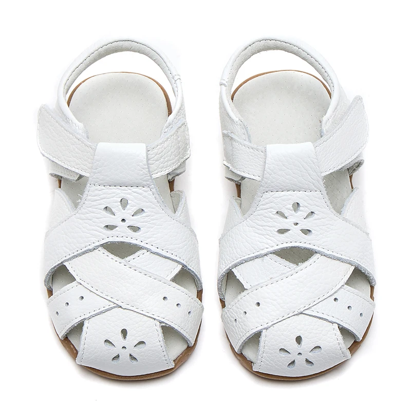 

Genuine leather soft closed toe cut out children Girls sandals flat toddler Summer shoes