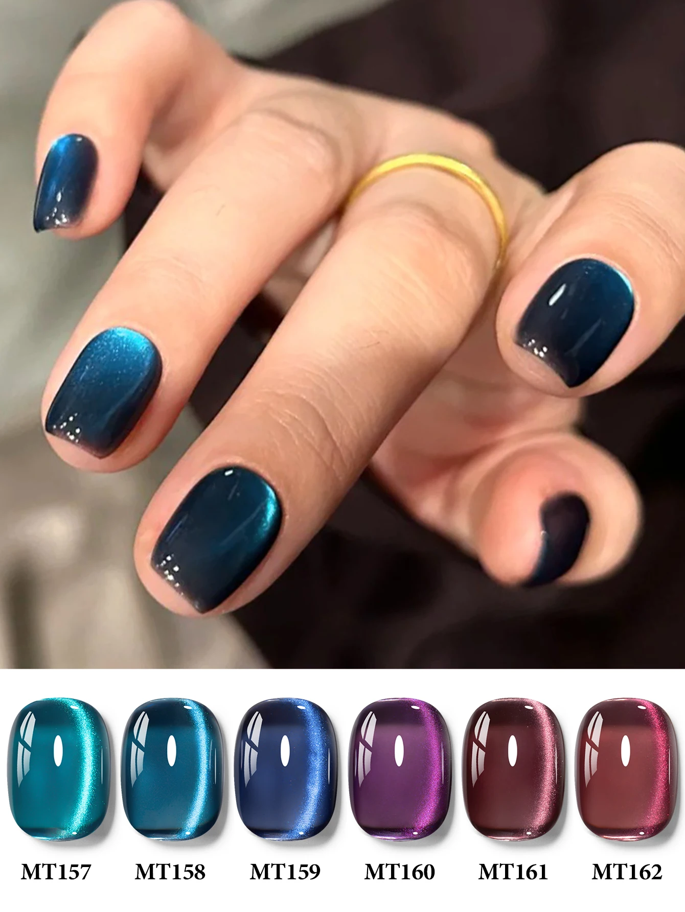 Smalto per unghie gel magnetico notturno MTSSII da 7 ml Blu mare Colori autunnali Brillano scintillante Glitter semipermanente Soak Off Vernice artistica