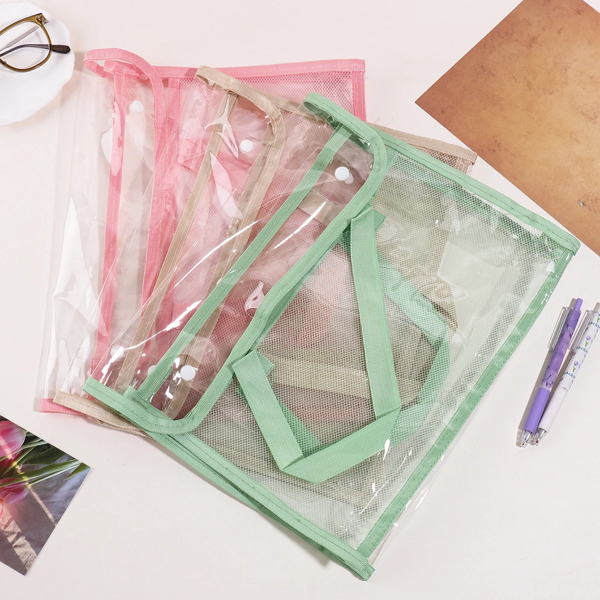 

Student Transparent Foldable Book Organizer, Waterproof Tote Bag for Classroom Dormitory & School Supplies Storage