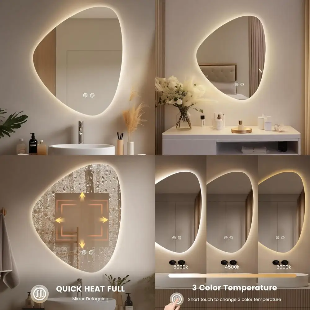 

LED Bathroom Vanity Mirror with Lights, 19x24 Inch Anti-Fog Wall-Mounted Mirror for Vanity, 3 Color Temperatures Option