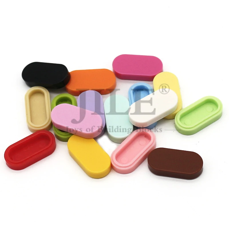 50 Stück Moc 1126 Fliesen Rund 1x2 Oval Elliptisch Pillenförmig Bausteine Klassisches Zubehör Kompatibel mit Bausteinen Konstruktion DIY Spielzeug – Detail 4