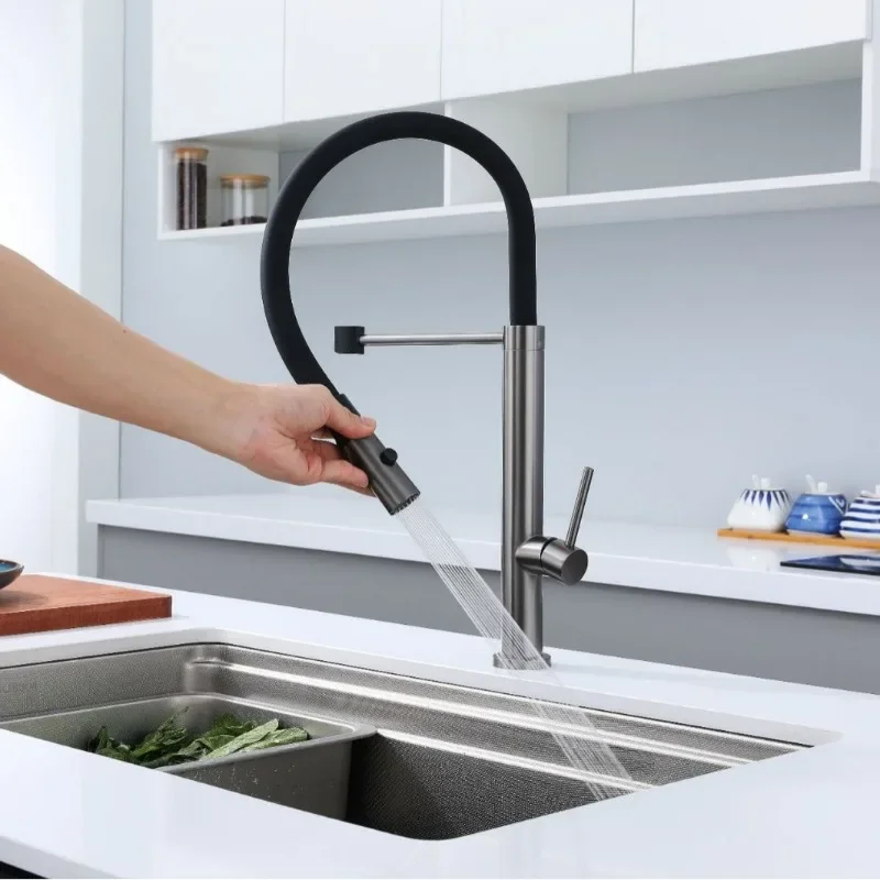 Kitchen Faucet Magnetic Double-outlet Cold and Hot Water, Vegetable Washing Basin, Sink, Splash-proof, Universal Rotating