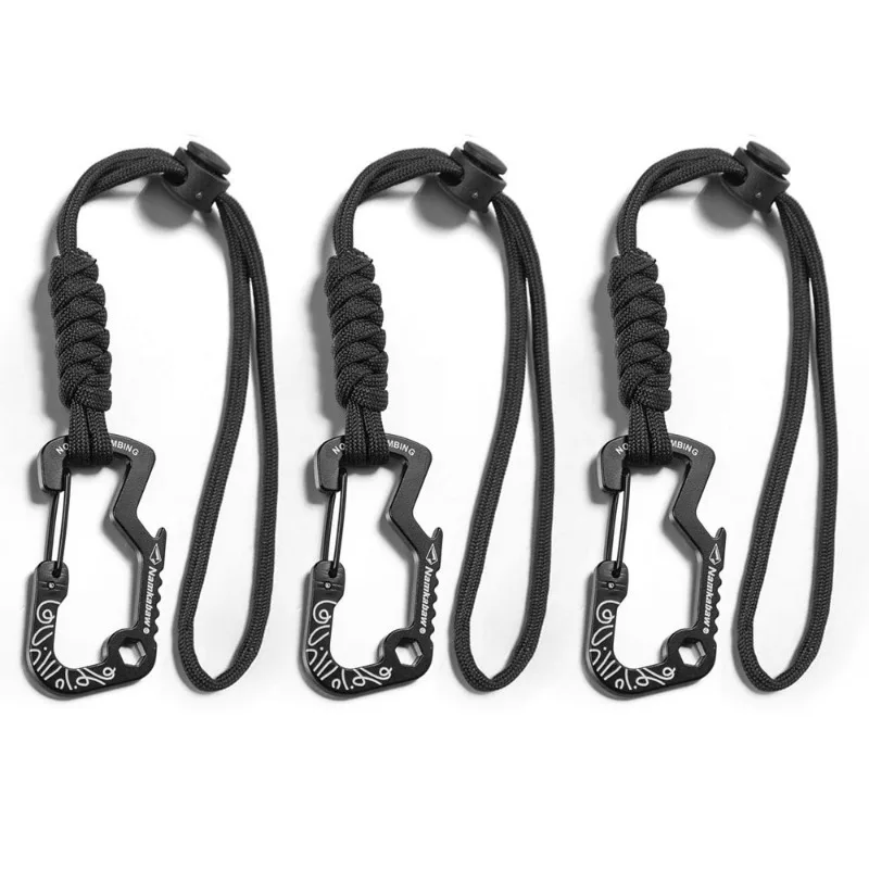 Tactical Carabiner Multi Tool Paracord Keychain Lanyard EDC Survival Gear Bottle Opener Wrench Adjustable Backpack Strap Set