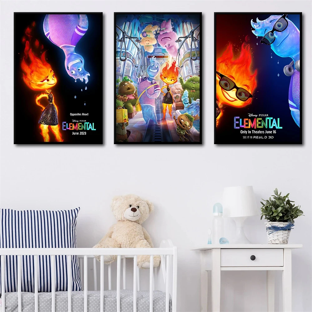 

Disney Fire and Water Cartoon Poster Painting Adventure Animation Love Wall Art Canvas Prints Studio Home Decor Pictures Cuadros