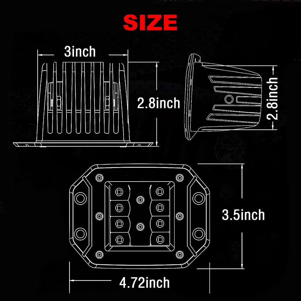 ANMINGPU 플러시 마운트 LED 작업 라이트 바, 자동차 트럭 ATV 지프 헤드라이트용, 12V, 24V, 40W 스팟 빔, LED 포드 라이트 바, 2x5 인치