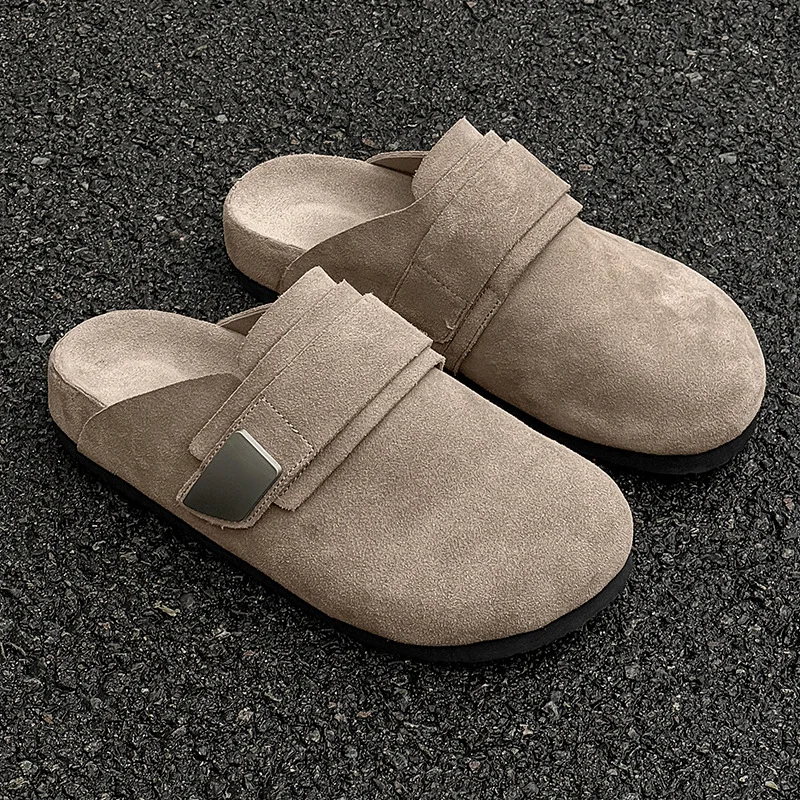 

New Outdoor Mules Summer Shoes Rubber Bottom Leisure Style Men's Slippers Versatile Half Slippers for Men Cork Slides Size 38-46