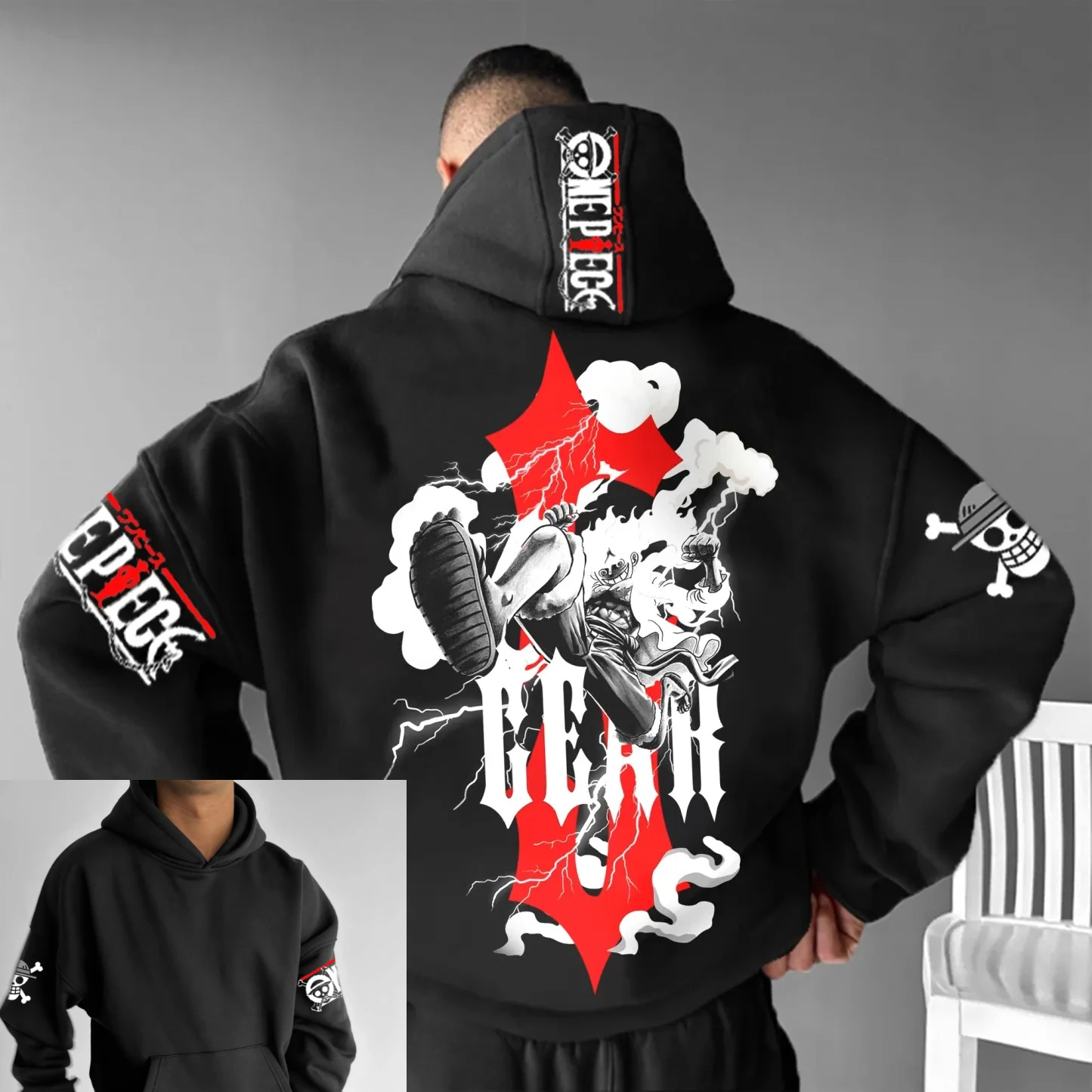 

25 A best-selling men's pure cotton sweatshirt in collaboration with the Japanese anime One Piece for daily commuting and sports