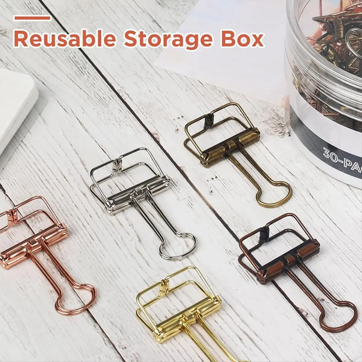 Top Sale 30-Pack Metal Wire Binder Clips- Hollow Paper Clips for Paperwork, Crafts, Sewing, & School Supplies
