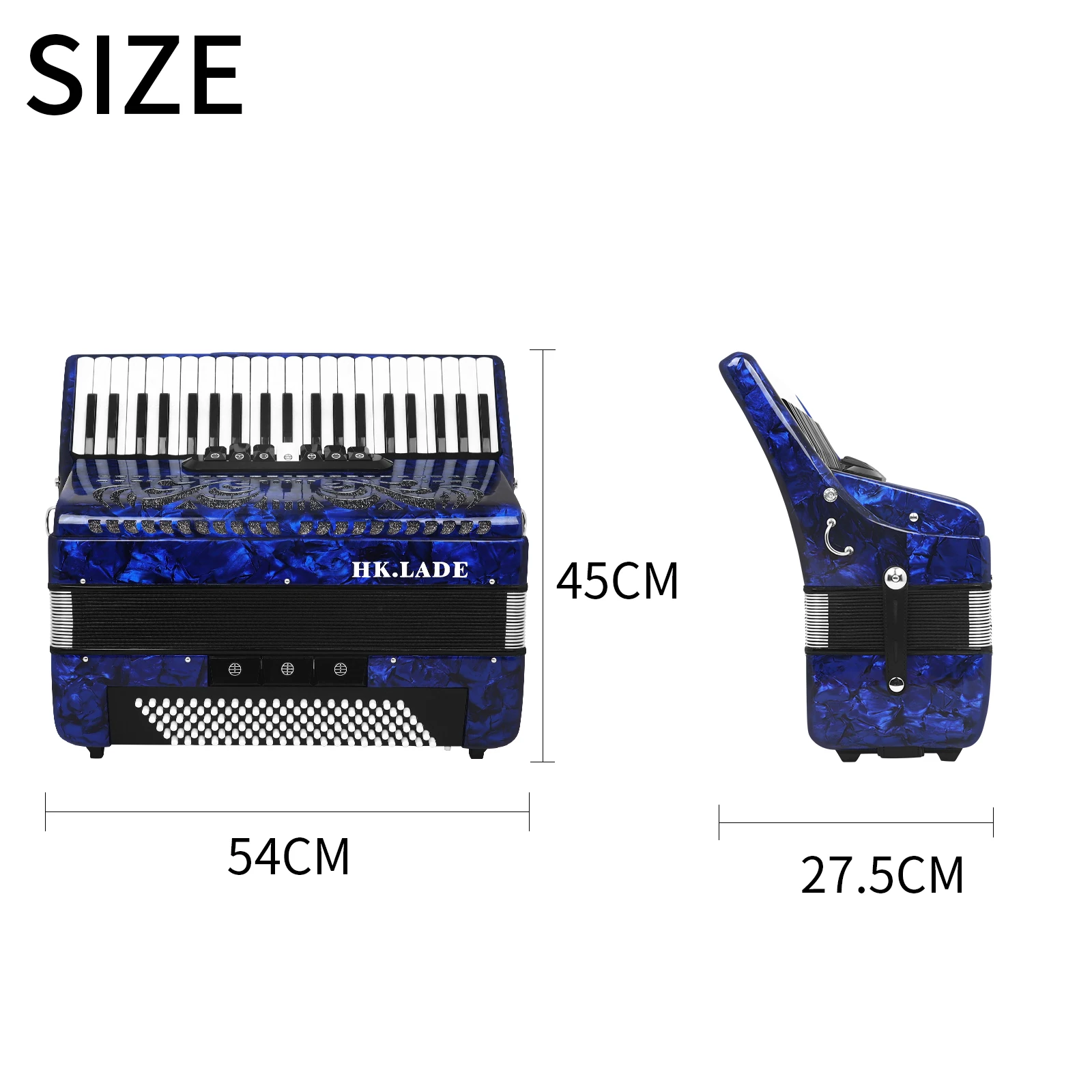 HK·LADE AH-40 41-Key 120-Bass Bayan Button Accordion – with 7 Registers Anti-Slip Buttons & Lamb Leather Bellows Accordion