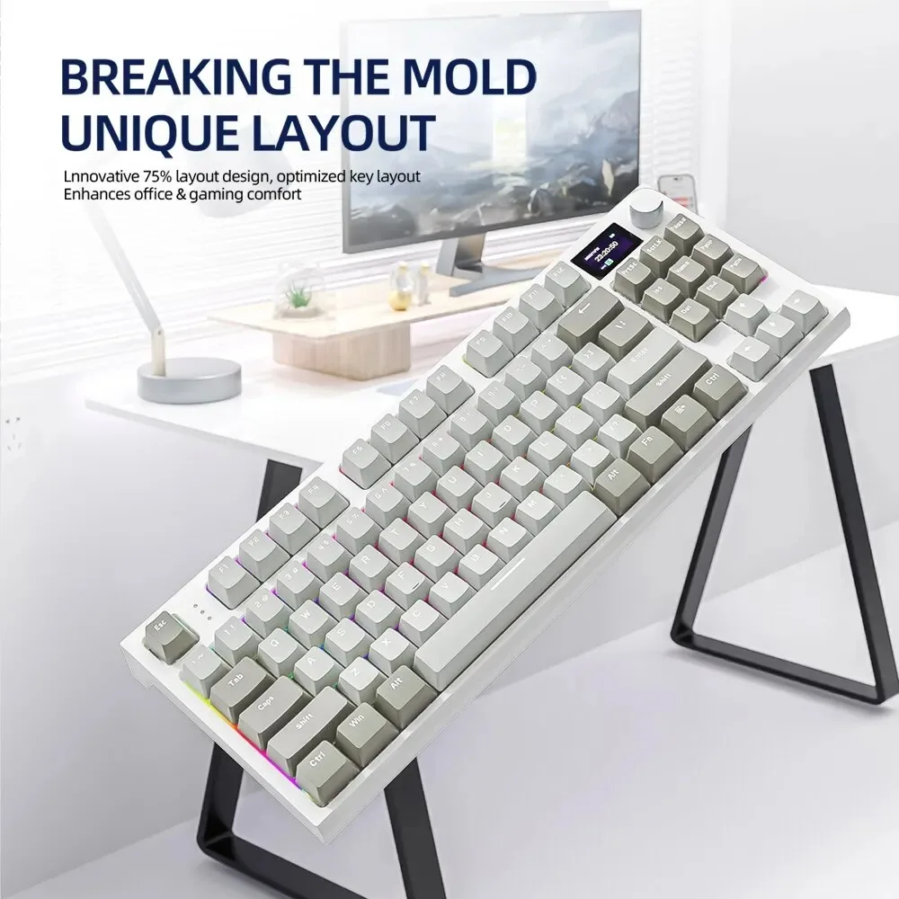 Imagem -03 - Teclado Mecânico sem Fio Hot-swappable Bluetooth 2.4g com Tela de Exibição e Botão Rotativo de Volume para Jogos e Trabalho K86