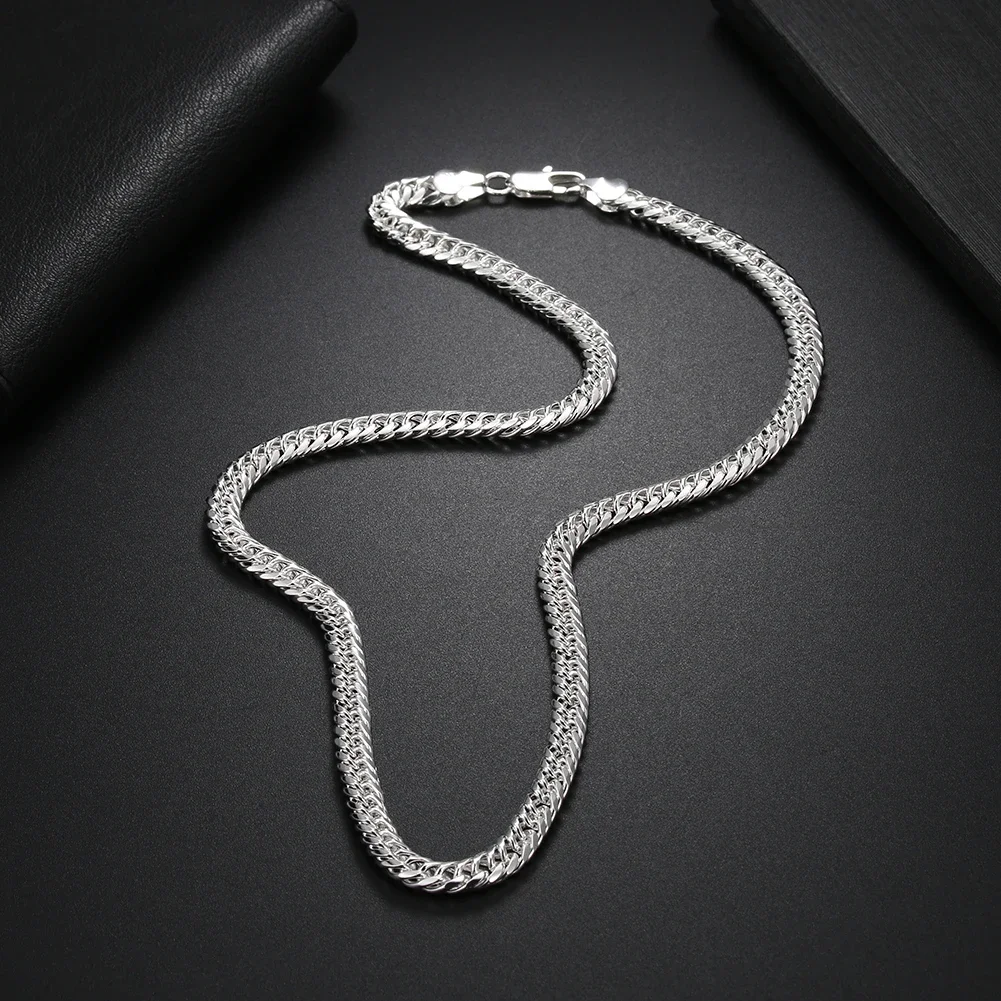 50-60cm wholesale 925 Sterling Silver 6MM Solid chain Necklace for Men's Women Luxury Fashion Wedding Jewelry Christmas Gifts