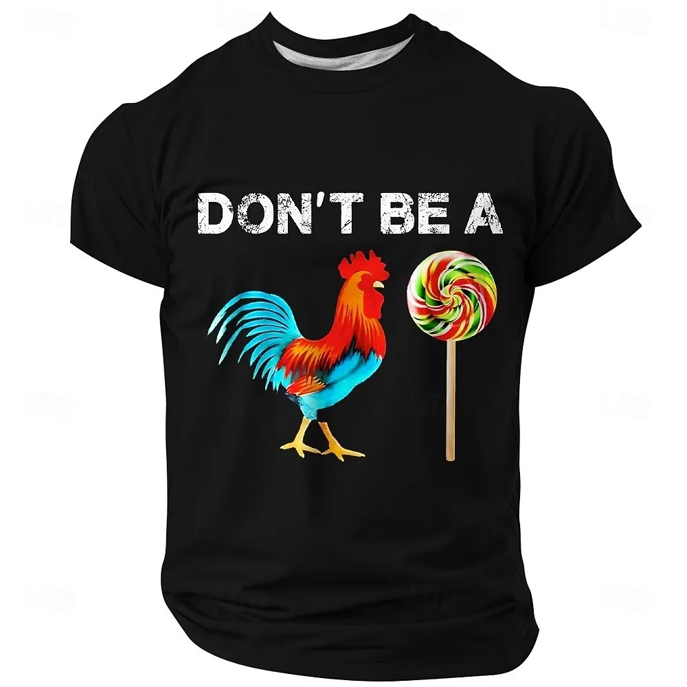 

Summer Men's Don't Be A Rooster Lollipop printed T-Shirt Fashion Retro Casual Street Short Sleeve T-Shirt Oversized men Clothing