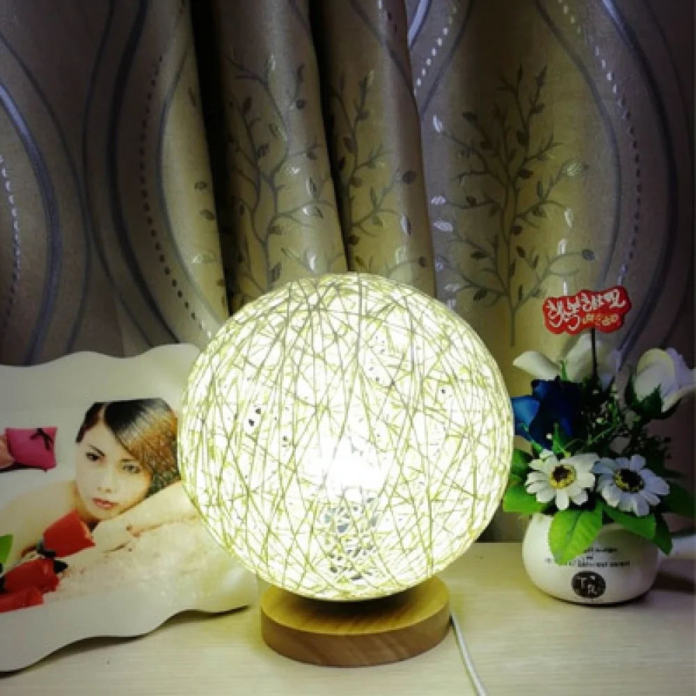 Modern Rattan Woven Desk Lamp Wooden Stand Minimalist Bedside Nightlight Artistic Bedroom Decorative Lighting