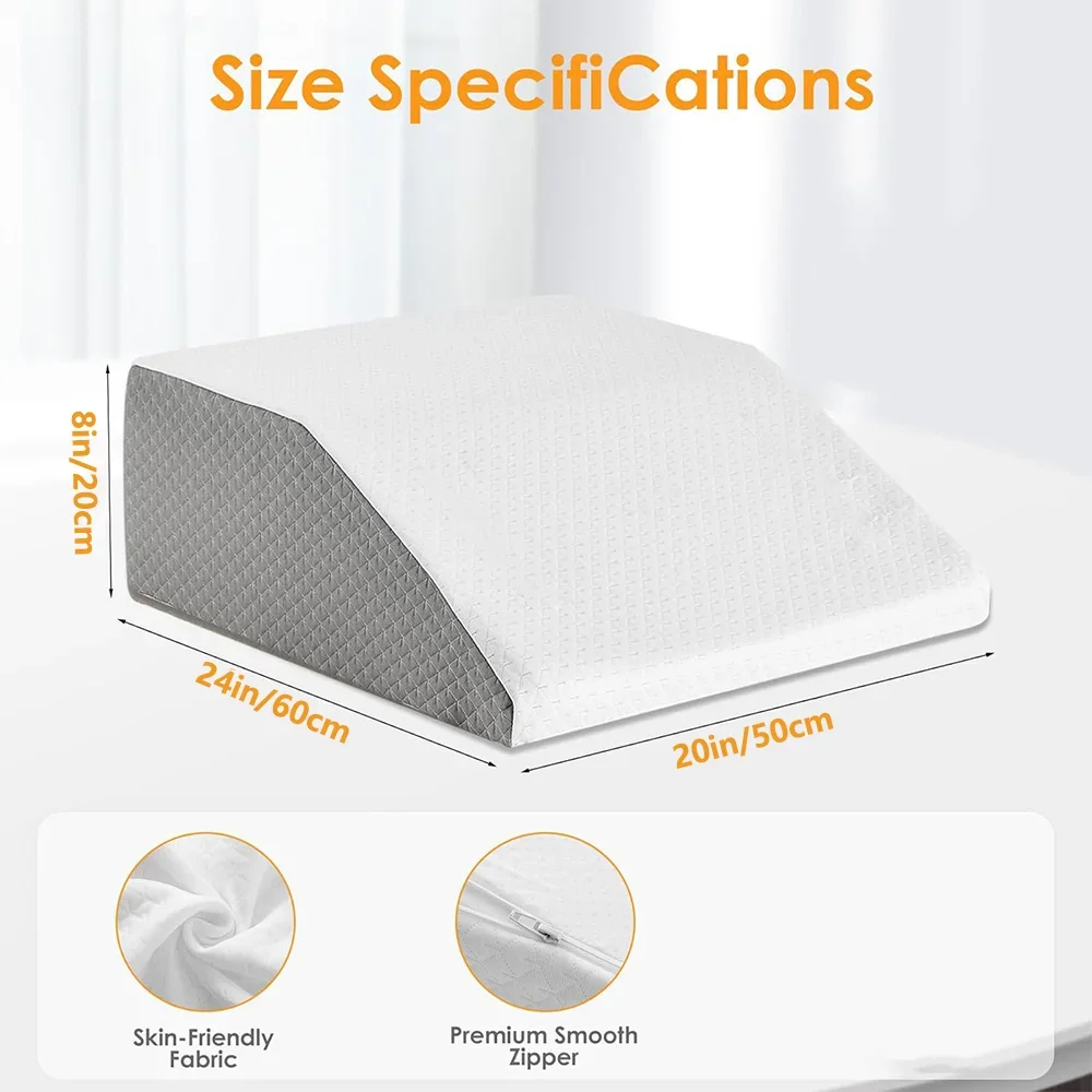 Leg Pillow, 8inch Leg Elevating Pillow for Legs,Rest, Sleeping,Leg Wedge Pillow for Side Sleeping, Memory Foam Leg Wedge Pillow