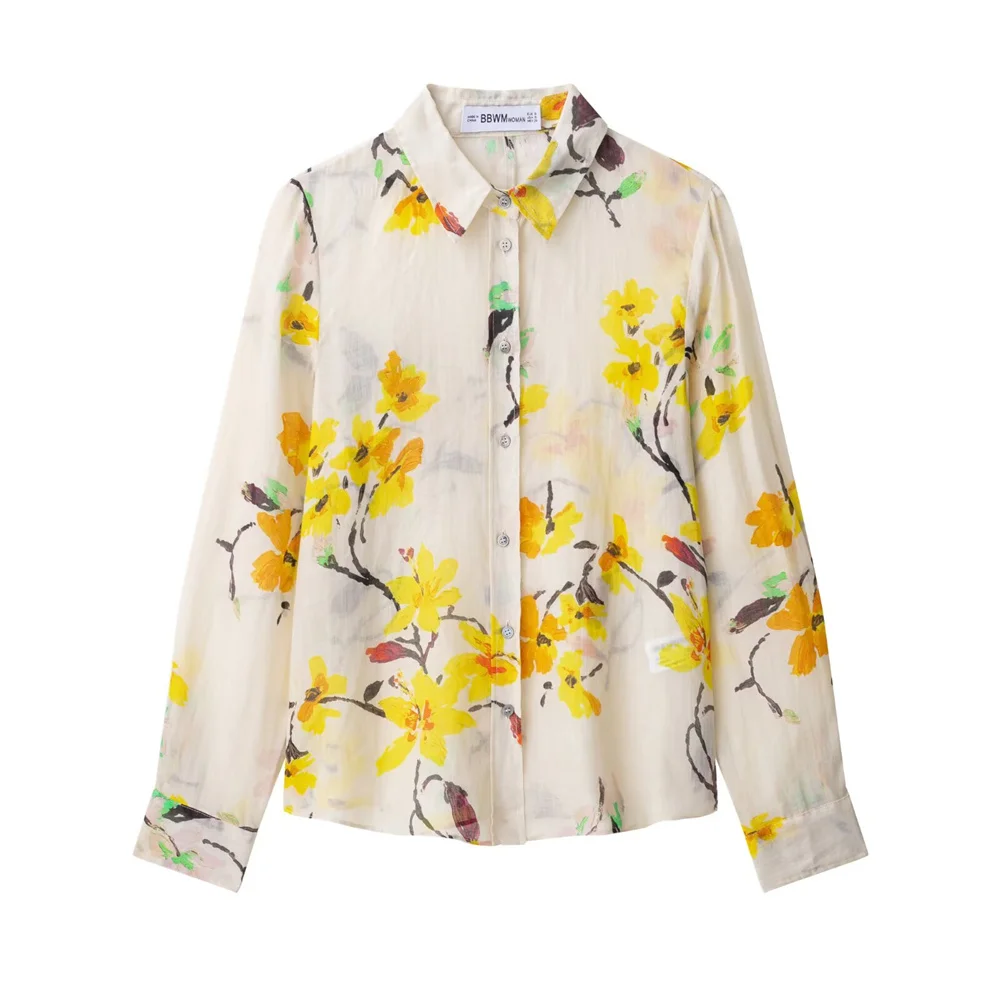 

UNIZERA 2025 New Women's Wear Casual Fashion European American Design Ramie Fried Dough Twists Blouse Shirt