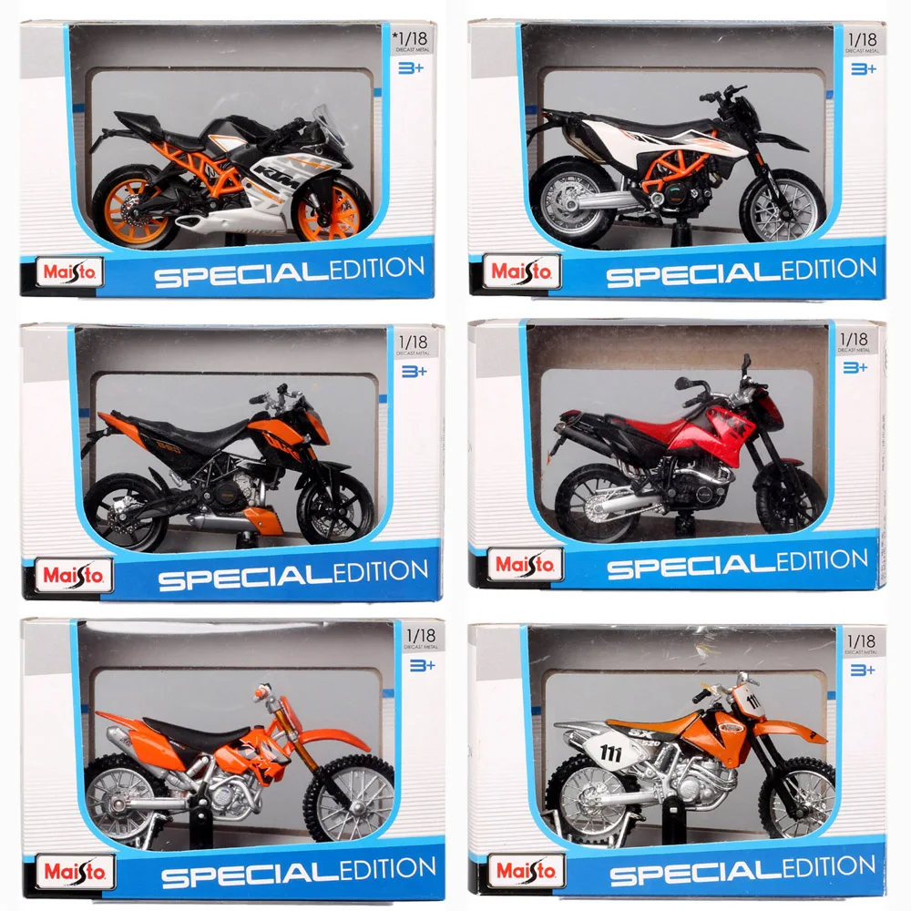 Maisto 1/18 Scale 450 EXC 520 525 SX 640 690 Duke RC390 Dirt Motocross Bike Model Diecast Toy Off Road Racing Motorcycle Kids
